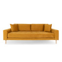 Sofa tapicerowana na nóżkach Lido 3-osobowa żółty / nogi naturalne House Nordic