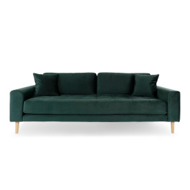Sofa tapicerowana na nóżkach Lido 3-osobowa butelkowa zieleń / nogi naturalne House Nordic