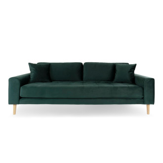 Sofa tapicerowana na nóżkach Lido 3-osobowa butelkowa zieleń / nogi naturalne House Nordic