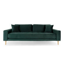 Sofa tapicerowana na nóżkach Lido 3-osobowa butelkowa zieleń / nogi naturalne House Nordic
