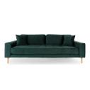 Sofa tapicerowana na nóżkach Lido 3-osobowa butelkowa zieleń / nogi naturalne House Nordic