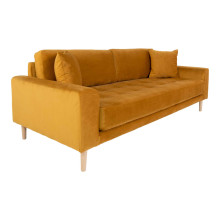 Sofa tapicerowana na nóżkach Lido 3-osobowa żółty / nogi naturalne House Nordic