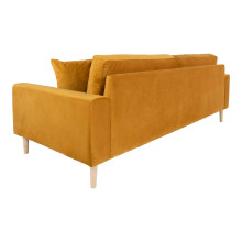 Sofa tapicerowana na nóżkach Lido 3-osobowa żółty / nogi naturalne House Nordic