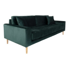 Sofa tapicerowana na nóżkach Lido 3-osobowa butelkowa zieleń / nogi naturalne House Nordic