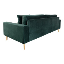 Sofa tapicerowana na nóżkach Lido 3-osobowa butelkowa zieleń / nogi naturalne House Nordic
