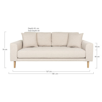 Sofa tapicerowana na nóżkach Lido 2,5-osobowa piaskowy / nogi naturalne House Nordic