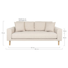Sofa tapicerowana na nóżkach Lido 2,5-osobowa piaskowy / nogi naturalne House Nordic