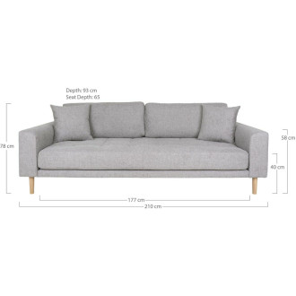 Sofa tapicerowana na nóżkach Lido 3-osobowa jasny szary / nogi naturalne House Nordic