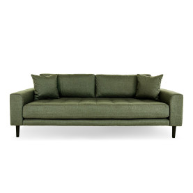 Sofa tapicerowana na nóżkach Lido 3-osobowa oliwkowa zieleń / nogi czarne House Nordic