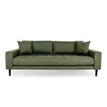 Sofa tapicerowana na nóżkach Lido 3-osobowa oliwkowa zieleń / nogi czarne House Nordic