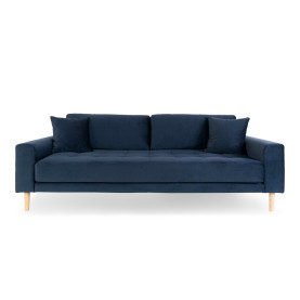 Sofa tapicerowana na nóżkach Lido 3-osobowa granatowy / nogi naturalne House Nordic