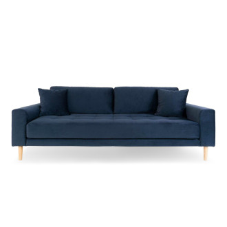 Sofa tapicerowana na nóżkach Lido 3-osobowa granatowy / nogi naturalne House Nordic