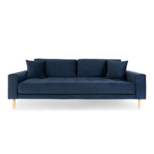 Sofa tapicerowana na nóżkach Lido 3-osobowa granatowy / nogi naturalne House Nordic