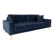 Sofa tapicerowana na nóżkach Lido 3-osobowa granatowy / nogi naturalne House Nordic