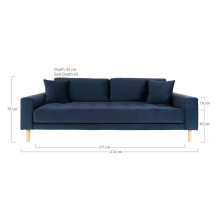Sofa tapicerowana na nóżkach Lido 3-osobowa granatowy / nogi naturalne House Nordic