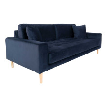 Sofa tapicerowana na nóżkach Lido 3-osobowa granatowy / nogi naturalne House Nordic