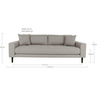 Sofa tapicerowana na nóżkach Lido 3-osobowa ciemny beż / nogi czarne House Nordic