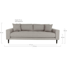 Sofa tapicerowana na nóżkach Lido 3-osobowa ciemny beż / nogi czarne House Nordic