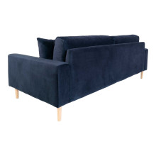 Sofa tapicerowana na nóżkach Lido 3-osobowa granatowy / nogi naturalne House Nordic