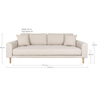 Sofa tapicerowana na nóżkach Lido 3-osobowa piaskowy / nogi naturalne House Nordic