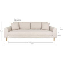 Sofa tapicerowana na nóżkach Lido 3-osobowa piaskowy / nogi naturalne House Nordic