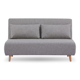 Sofa 2 osobowa rozkładana z poduszkami Marlow 140cm szary / brzoza House Nordic