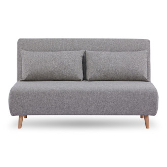 Sofa 2 osobowa rozkładana z poduszkami Marlow 140cm szary / brzoza House Nordic