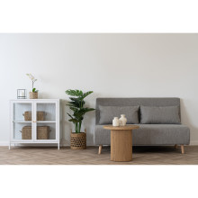 Sofa 2 osobowa rozkładana z poduszkami Marlow 140cm szary / brzoza House Nordic