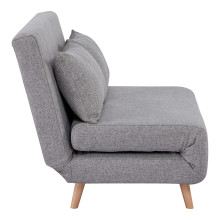 Sofa 2 osobowa rozkładana z poduszkami Marlow 140cm szary / brzoza House Nordic