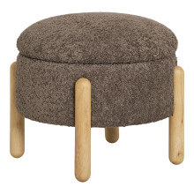 Pufa tapicerowana na nóżkach ze schowkiem Medas 45cm brązowy / naturalne drewno House Nordic