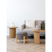 Pufa tapicerowana na nóżkach ze schowkiem Medas 45cm brązowy / naturalne drewno House Nordic