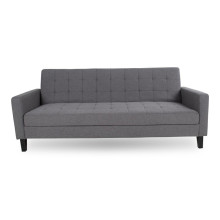 Sofa rozkładana pikowana na nóżkach Milton 204cm ciemny szary / czarne nogi House Nordic