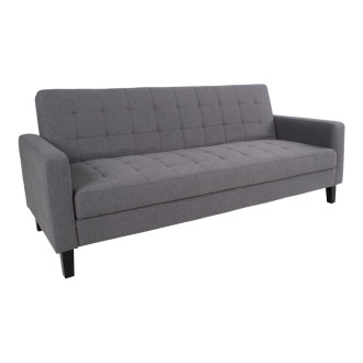 Sofa rozkładana pikowana na nóżkach Milton 204cm ciemny szary / czarne nogi House Nordic