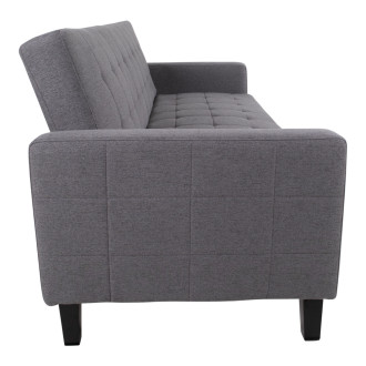 Sofa rozkładana pikowana na nóżkach Milton 204cm ciemny szary / czarne nogi House Nordic