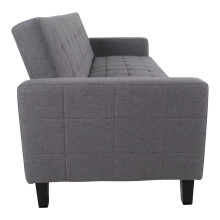 Sofa rozkładana pikowana na nóżkach Milton 204cm ciemny szary / czarne nogi House Nordic