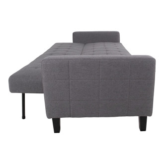 Sofa rozkładana pikowana na nóżkach Milton 204cm ciemny szary / czarne nogi House Nordic