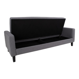 Sofa rozkładana pikowana na nóżkach Milton 204cm ciemny szary / czarne nogi House Nordic