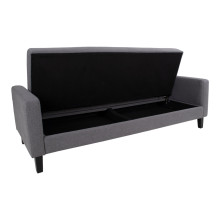 Sofa rozkładana pikowana na nóżkach Milton 204cm ciemny szary / czarne nogi House Nordic