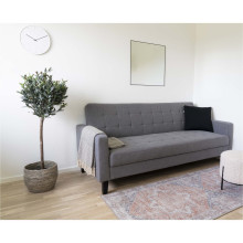 Sofa rozkładana pikowana na nóżkach Milton 204cm ciemny szary / czarne nogi House Nordic