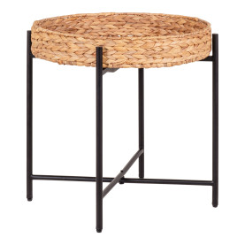 Stolik pomocniczy z tacą boho Naro 50cm hiacynt wodny / czarny House Nordic 2
