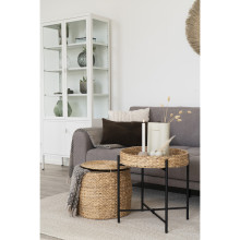 Stolik pomocniczy z tacą boho Naro 50cm hiacynt wodny / czarny House Nordic