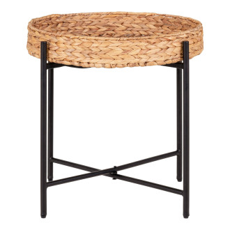Stolik pomocniczy z tacą boho Naro 50cm hiacynt wodny / czarny House Nordic