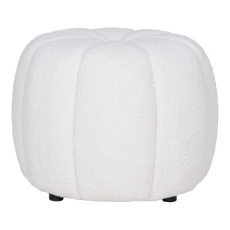 Pufa tapicerowana z przeszyciem Paisley 48cm biała House Nordic