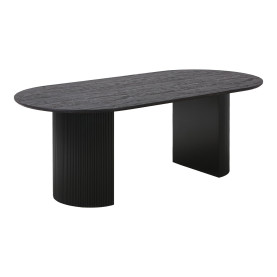 Stół owalny na ryflowanej podstawie Boavista 100x210cm brązowy ciemny House Nordic