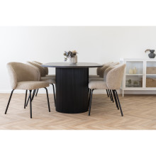 Stół owalny na ryflowanej podstawie Boavista 100x210cm brązowy ciemny House Nordic