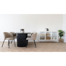 Stół owalny na ryflowanej podstawie Boavista 100x210cm brązowy ciemny House Nordic