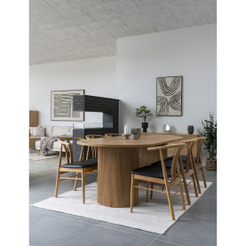 Stół owalny na ryflowanej podstawie Boavista 100x210cm odcień dębu House Nordic 2
