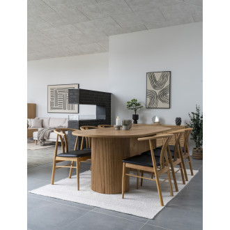 Stół owalny na ryflowanej podstawie Boavista 100x210cm odcień dębu House Nordic