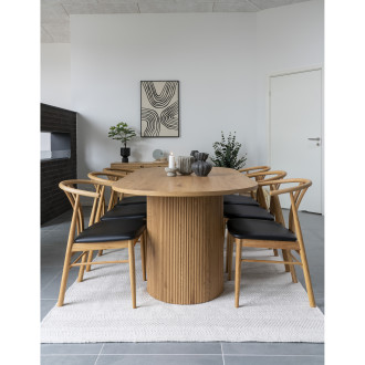 Stół owalny na ryflowanej podstawie Boavista 100x210cm odcień dębu House Nordic