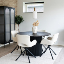Stół okrągły na ryflowanej podstawie Boavista 120cm brązowy ciemny House Nordic